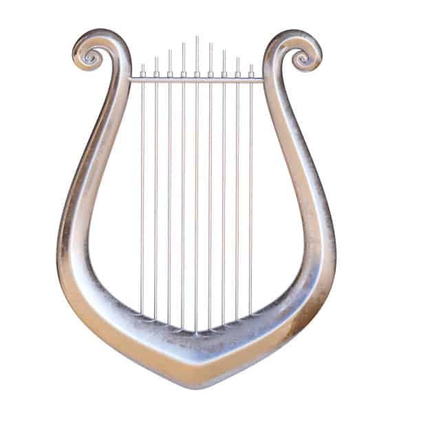 silver lyre isolated on white background 3d rendering